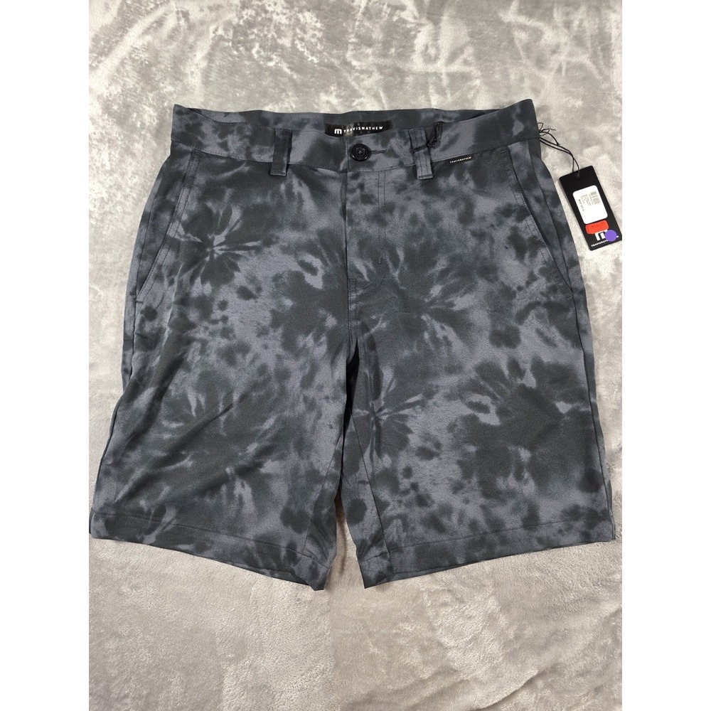 NWT Travis Mathew Kapu Golf Chino Stretch Shorts 9' Inseam Black Tie Dye 30 NEW